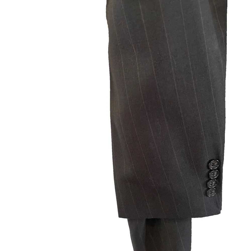 Men's Oscar de‎ la Renta Suit (Jacket & Pants Set) Grey Pinstripe 100% wool